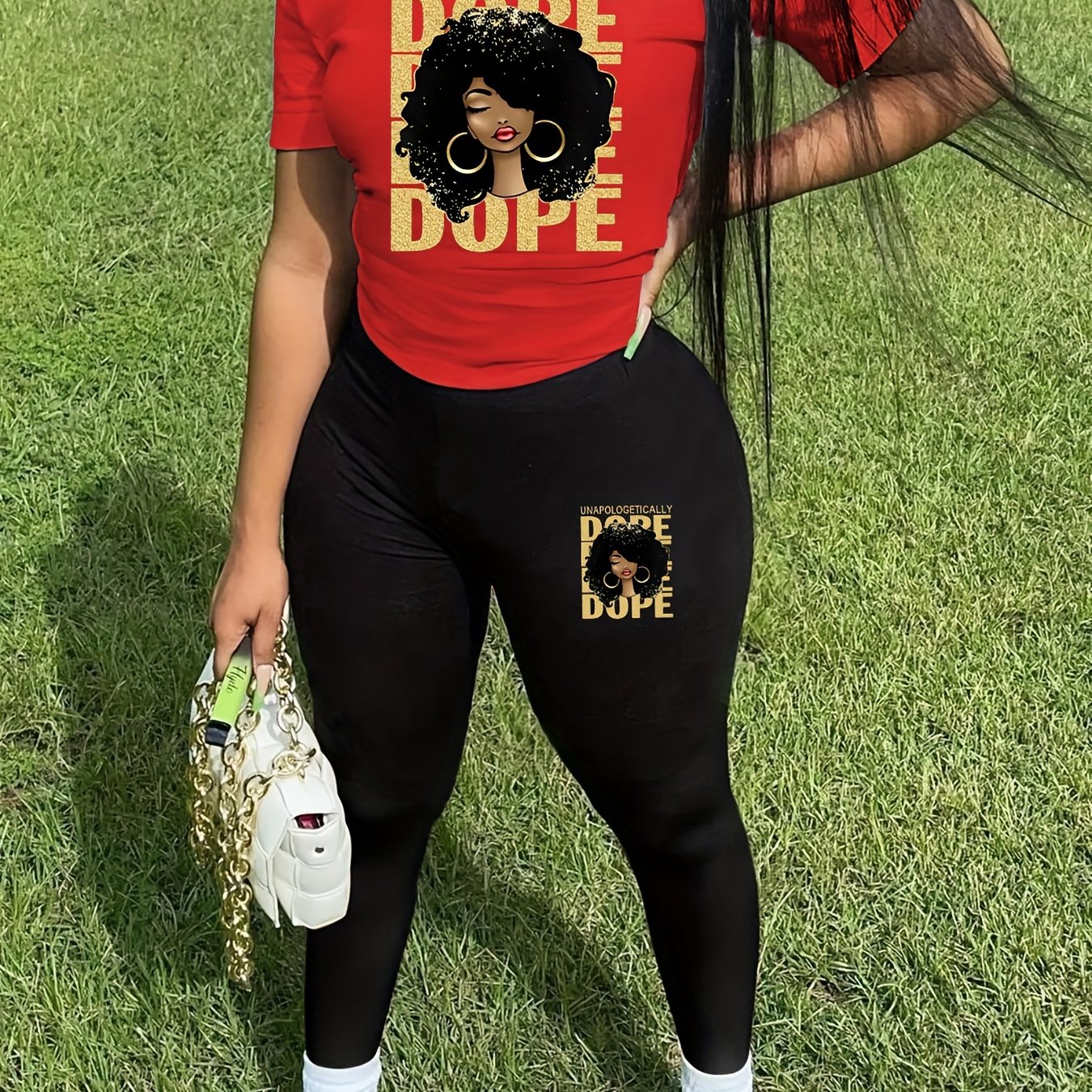 Graphic & Letter Print Two piece Set Casual Short Sleeve T shirt & Pants