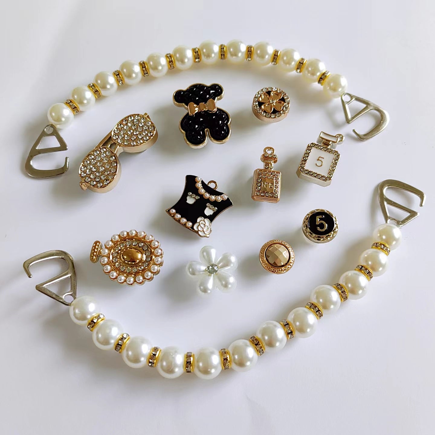 12pcs Shoe Jewelry Bear Glasses Chain Set DIY Shoe Buckle Accessories