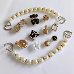 12pcs Shoe Jewelry Bear Glasses Chain Set DIY Shoe Buckle Accessories