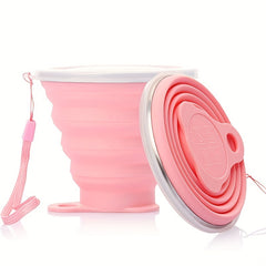 Silicone Folding Water Cup Portable Mouthwash Cup With Lid And Lanyard
