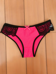 5pcs Lace Stitching Briefs Breathable Colorblock Panties Women's Lingerie