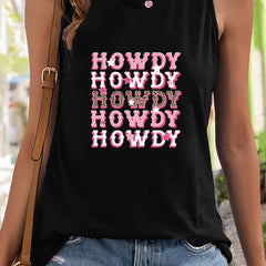 Howdy Letter Pattern Stretchy Sports Vest Women's Activewear