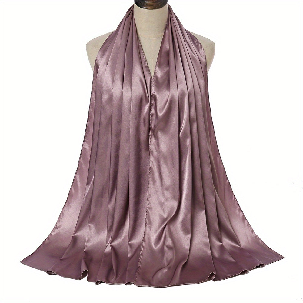 Satin Scarf Hijab Solid Shawl Head Wrap Sunscreen Turban Beach Towel