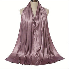 Satin Scarf Hijab Solid Shawl Head Wrap Sunscreen Turban Beach Towel