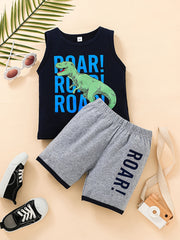 Boys Dinosaur Print Tank Top & Shorts Set