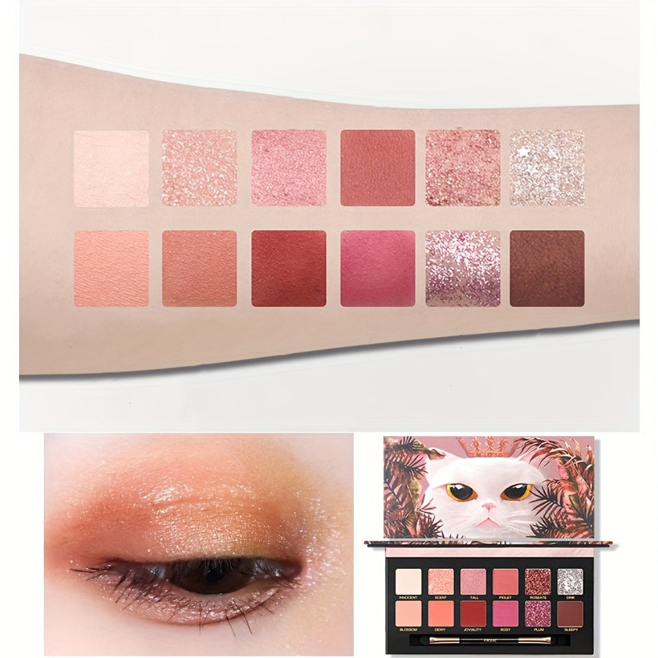 12-Color Animal Eyeshadow Palette Pearly Matte Glitter Finish