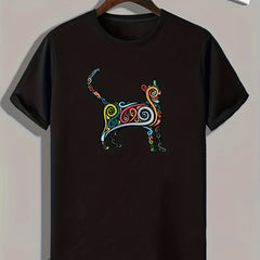 Cat Pattern Print Men's Comfy Sports T-shirt