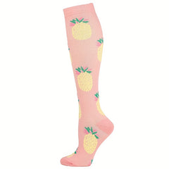 6 Pairs Fruit Print Compression Sports Socks Knee High for Women & Men
