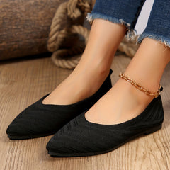 Women's Breathable Flat Shoes Point Toe Slip On Lightweight Knitted Shoes