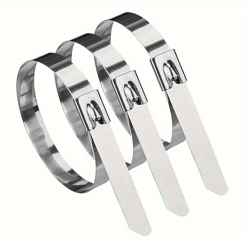 100pcs 304 Stainless Steel Cable Ties Self locking Metal Marine Harness Wire Tie