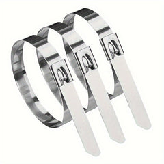 100pcs 304 Stainless Steel Cable Ties Self locking Metal Marine Harness Wire Tie
