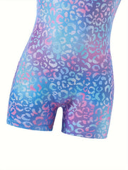 Leopard Print Gymnastics Suit Girls Dance Leotard