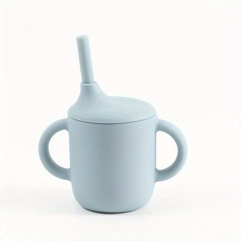 Children's Silicone Learning Cup with Straw and Handle