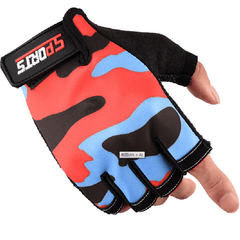 Breathable Half Finger Camo Cycling Gloves w/ Silicone Grip for Men Women