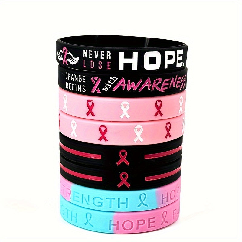 30 Pink Awareness Silicone Wristbands Breast Cancer Hope Faith Strength