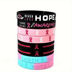 30 Pink Awareness Silicone Wristbands Breast Cancer Hope Faith Strength