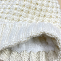 Gray Pom Pom Decor Beanie Ribbed Knitted Knit Hat Thick Warm Ski Hats For Women