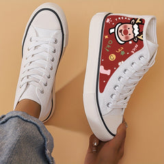 Christmas Reindeer Print Flat Chunky Sneakers