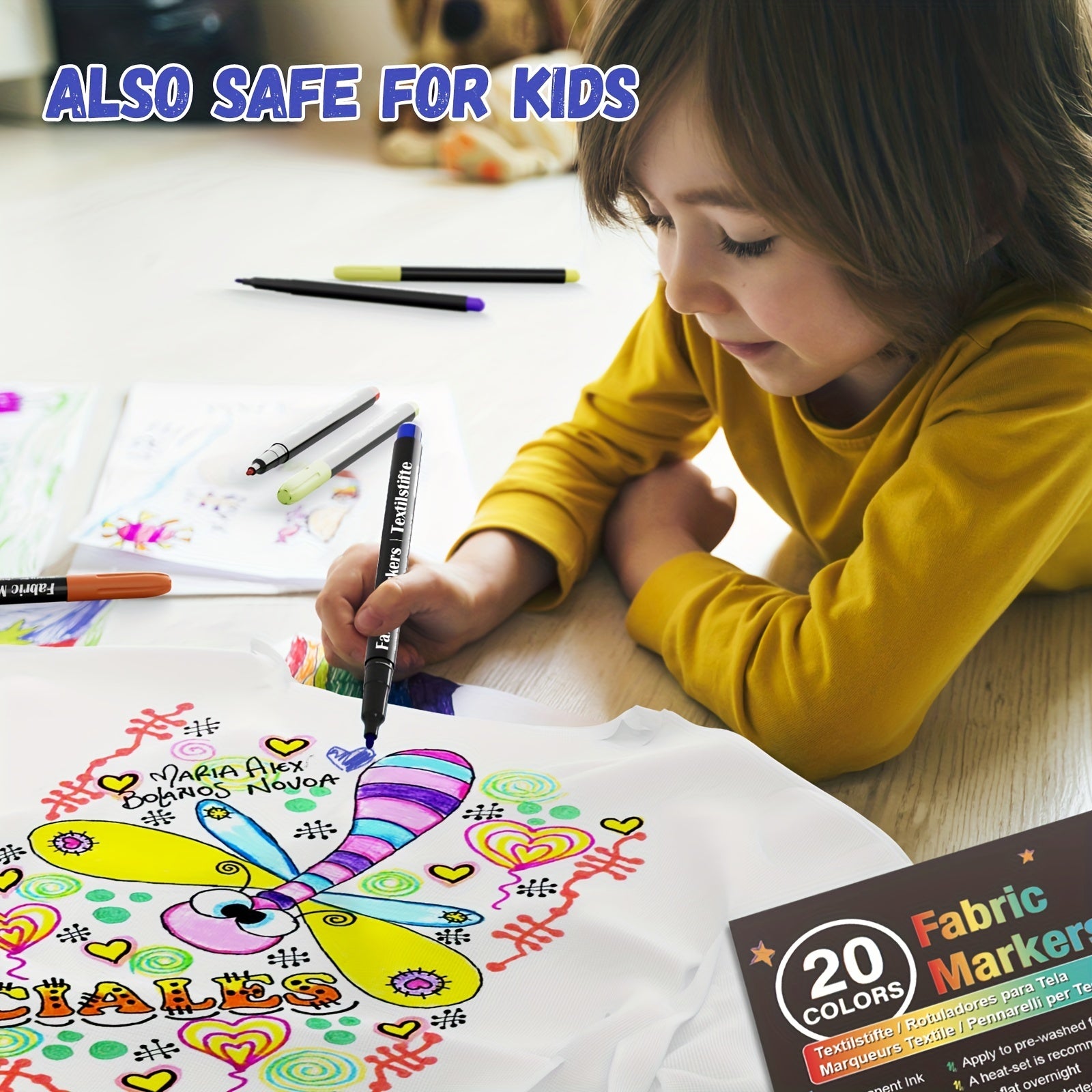 20pcs Fabric Markers Pens Set Non Toxic Permanent Paint Fine Point