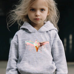 Ice Cream Pattern Long Sleeve Hooded Sweatshirt Girls Comfy Hoodies