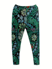 Floral Print Skinny Leggings High Waist Women's Casual Leggings