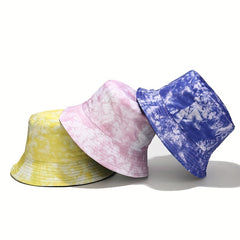Unisex Tie Dye Large Brimmed Sunshade Bucket Hat for Outdoor Vacation Travel