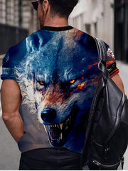 Wolf 3d Pattern Print Men's Short Sleeve T shirt Graphic Tee