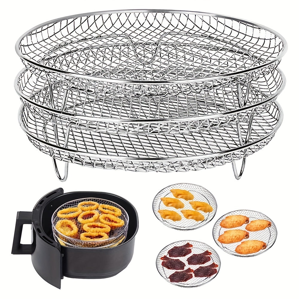 3 Tier Air Fryer Rack 304 Stainless Steel Stackable Dehydrator Racks