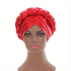 Red Hot Stamping Turbans Bright Head Wraps Twist Braid Bonnet