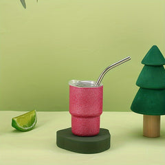 60ml Mini Stainless Steel Insulated Cup with Straw for Outdoor Activities