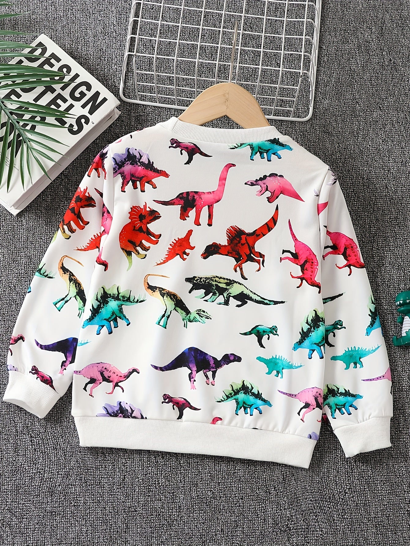 Dinosaur Full Print Boys Sweatshirt Long Sleeve Crew Neck Tops