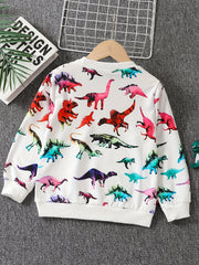 Dinosaur Full Print Boys Sweatshirt Long Sleeve Crew Neck Tops