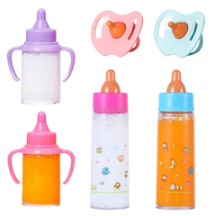 6pcs Doll Feeding Set for Toy Stroller Milk Juice Bottles Pacifier Baby Doll