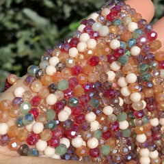 120pcs AB Red Multicolor Crystal Beads Faceted Glass Spacer Beads