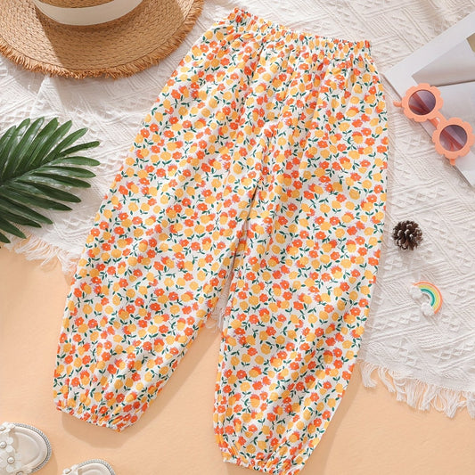 Toddler Girls Floral Graphic Trousers Elastic Waist Casual Jogger Pants