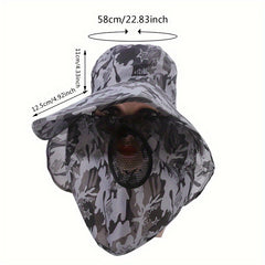 Camouflage Sun Hat with Face Cover for Outdoor Activities