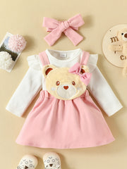 3pcs Newborn Baby Girls Rompers & Suspender Skirt Set
