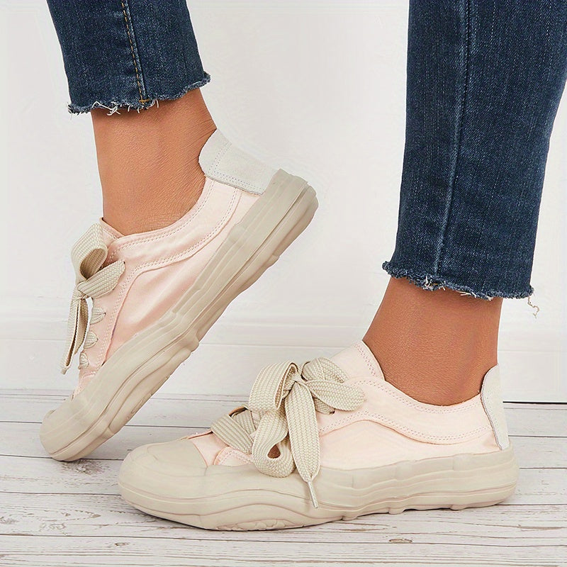 Women's Canvas Lace Up Retro Skate Shoes Lightweight Flat Shoes