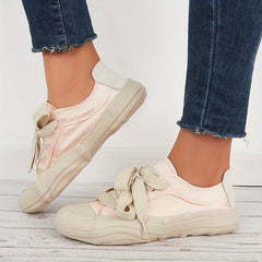 Women's Canvas Lace Up Retro Skate Shoes Lightweight Flat Shoes