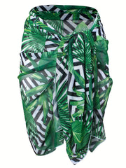 Tropical & Geo Print Beach Cover Up Skirt