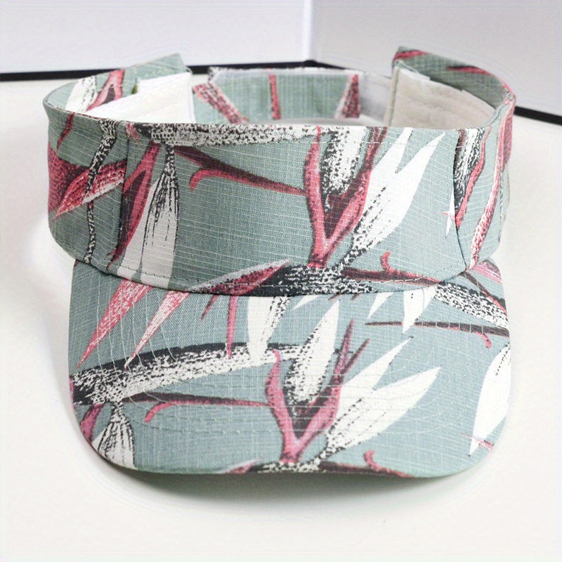 Flower Leaf Print Visor Hats Lightweight Sun Hat