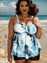 Marble Print Tankini Set