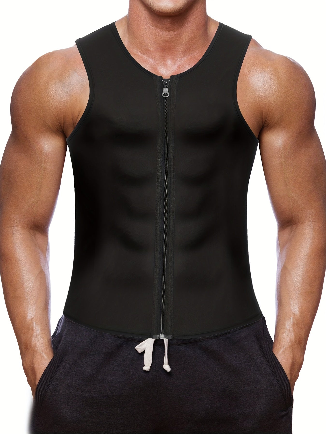 Men's Neoprene Sauna Suit Waist Trainer Vest Body Shaper Tank Top