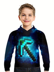 Teens 3D Game Tool Print Hooded Sweatshirt Kids Casual Hooded Pullover