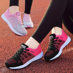 Women's Mesh Sneakers Lace Up Low Round Toe Soft Casual Shoes