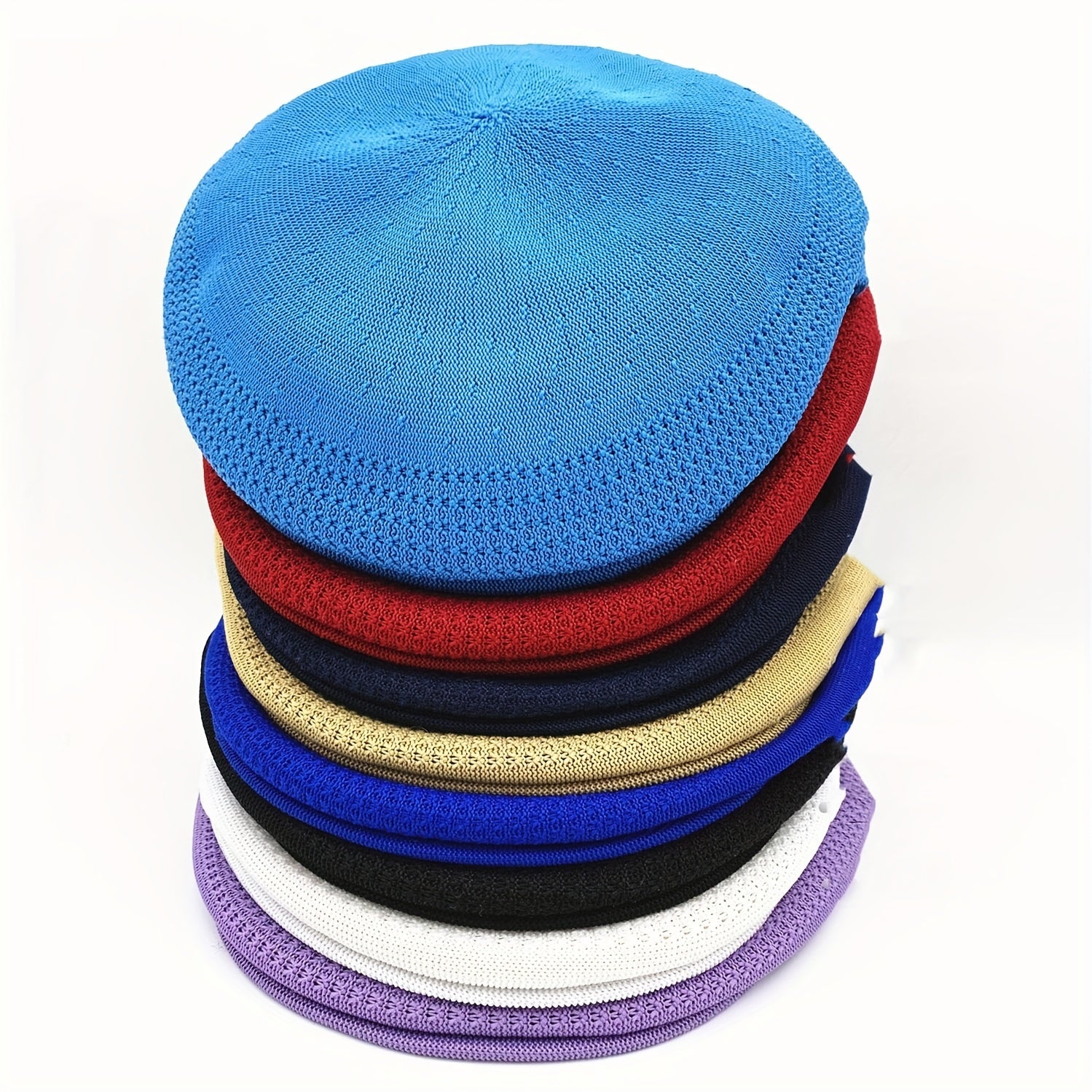 Men's Mesh Knitted Beret Newsboy Caps Thin Breathable Flat Cap