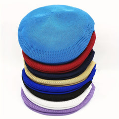 Men's Mesh Knitted Beret Newsboy Caps Thin Breathable Flat Cap