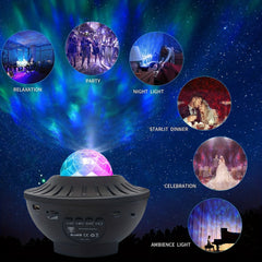 Galaxy Star Projector Night Light Voice Control 4 In 1 Ocean Wave