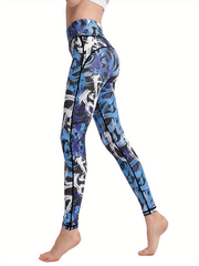 Graffiti Print High Waist Yoga Pants