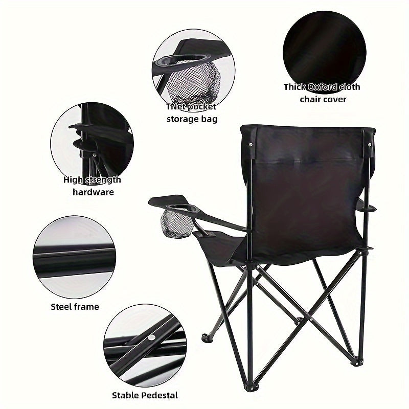Portable Folding Chair with Armrest for Outdoor Picnic Beach